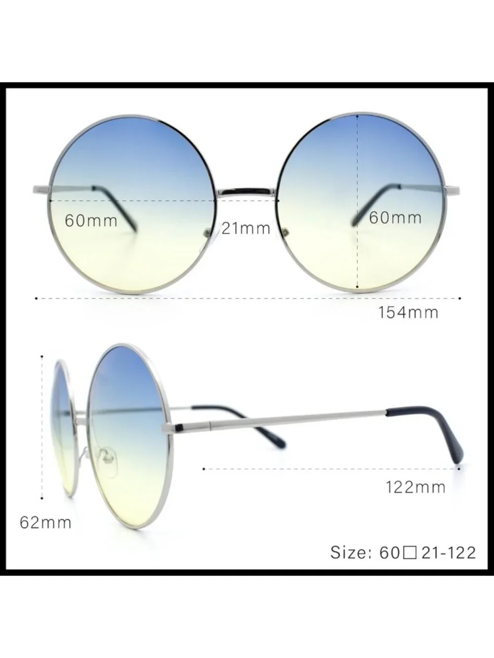 Retro Oversized Circle Lens Sunglasses - Groovy Gradient Hippie Style Shades